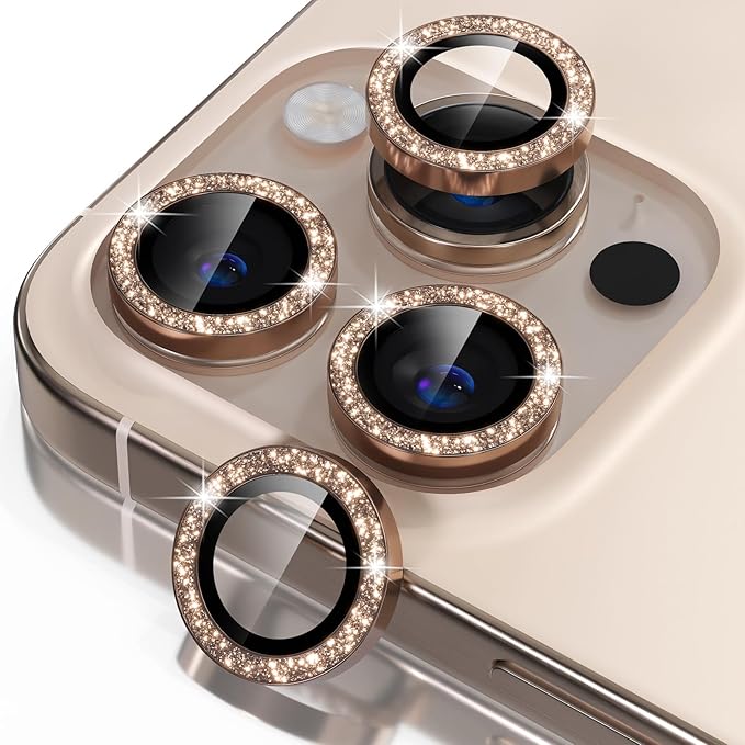 Misea Compatible for iPhone 16 Pro/iPhone 16 Pro Max Camera Lens Protector Bling by Misea