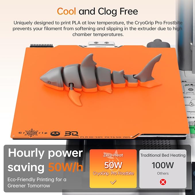 BIQU Cryogrip Pro Frostbite Matte Orange Cold Build Plate - Image 3