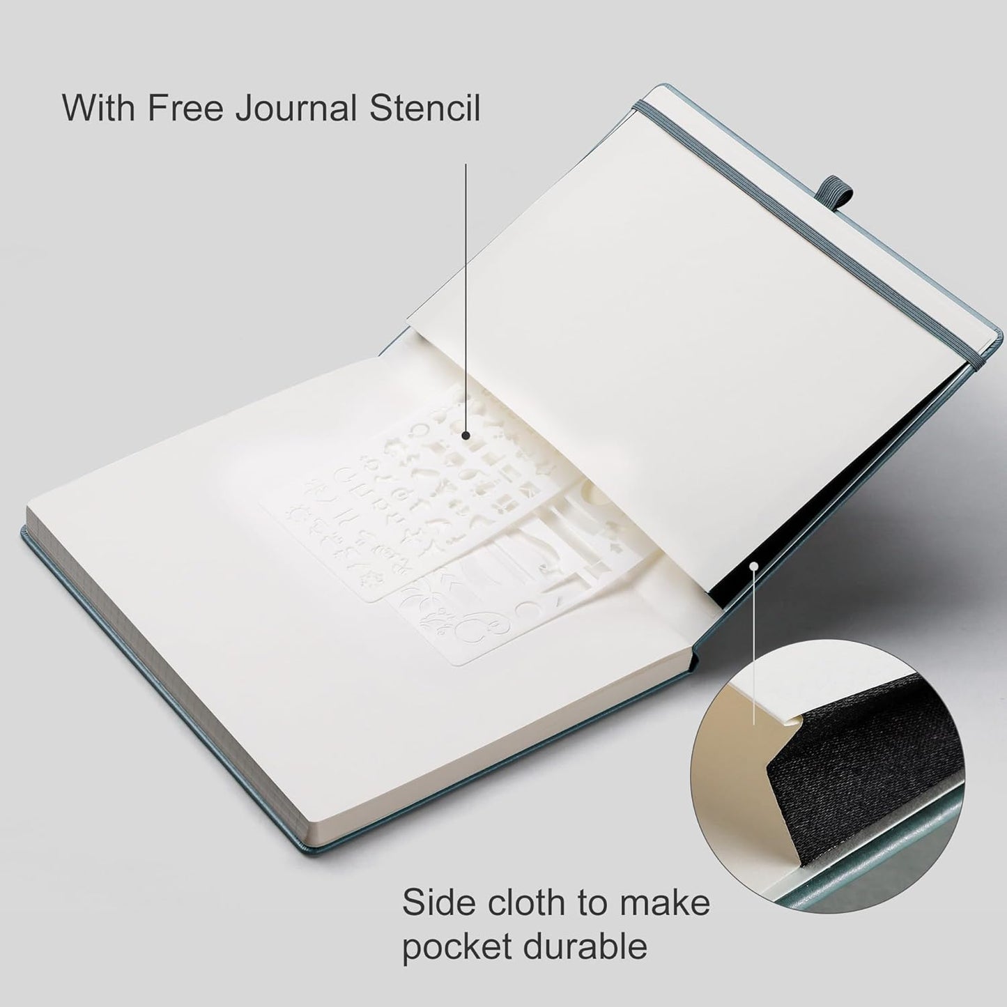EMSHOI A4 Dotted Journal - 8.5"x11" Hardcover Leather Dotted Notebook, 192 Pages 100 GSM Dot Grid Notebook for Work, Bullet Journaling, Writing, Gift for Women & Men (GrayBlue)