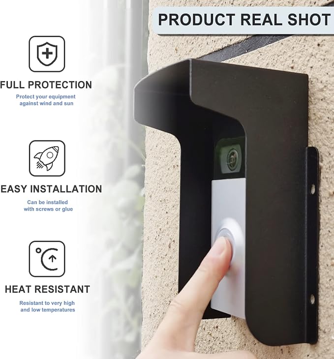 Doorbell Rain Cover Ring Doorbell Anti-Glare, Steel Weather-Blocking Cover - Image 3