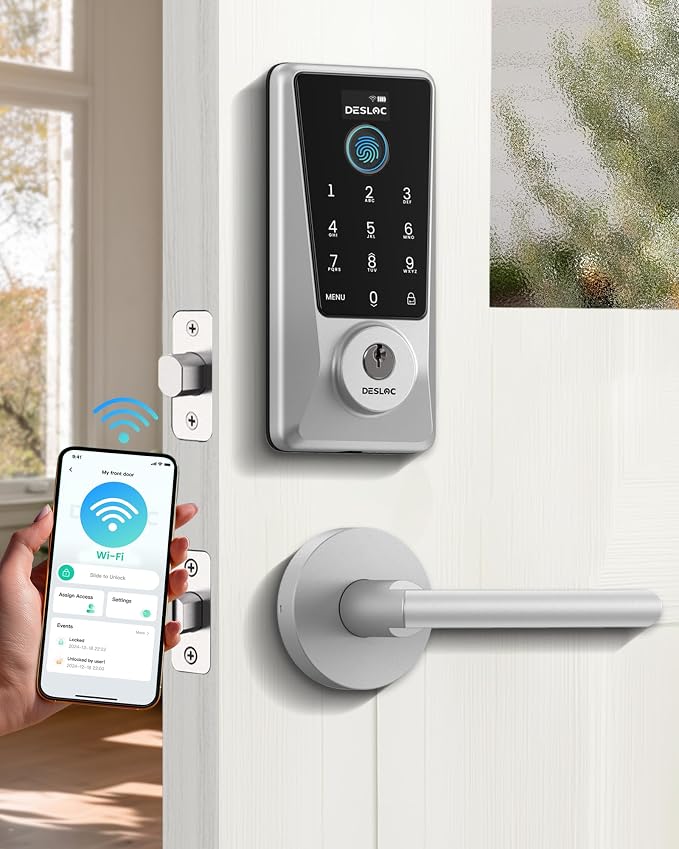 DESLOC Smart Lock D110 Plus, WiFi Fingerprint Smart Front Door Lock by DESLOC