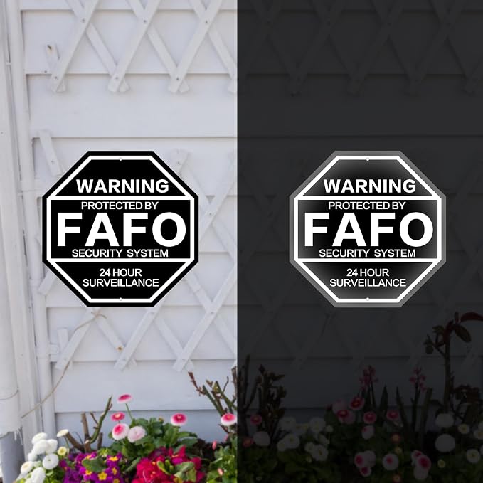 2Pack 10'' x 10'' Protected by FAFO Reflective Funny Security Sign, - Image 5