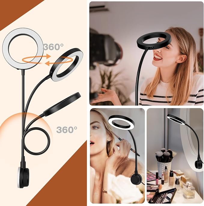 Suction Cup LED Vantiy Lights for Mirror, Flexible Gooseneck Stick on Selfie - Image 4