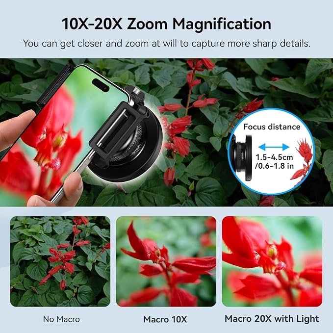 APEXEL 10-20X Macro Lens for iPhone & Android Phones | HD Photography Lens Kit - Image 3