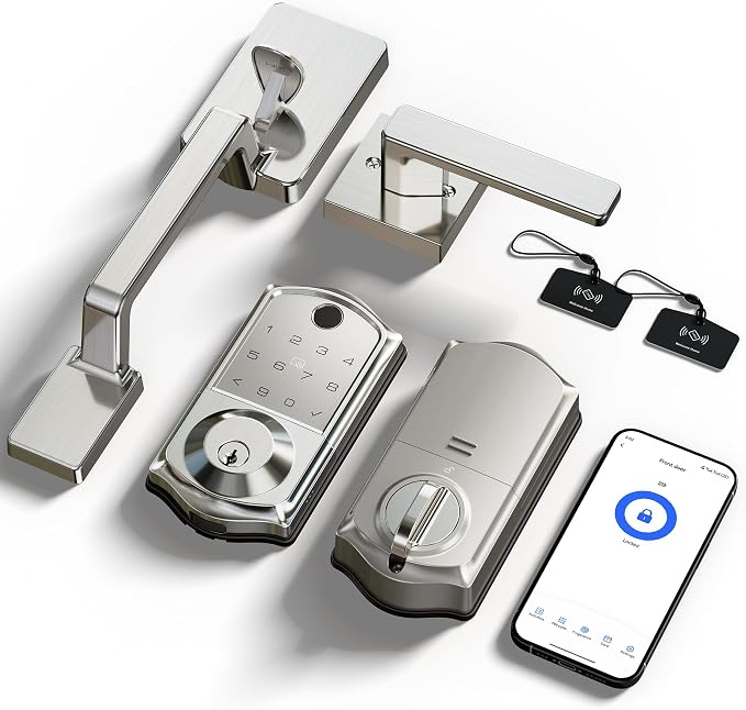 Veise VE017-D Smart Fingerprint Front Door Lock Set, App Control, 8-in-1 - Image 16