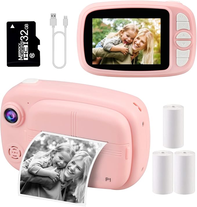 Kids Instant Camera, Mijiaowatch 12MP/1080P Kids Digital Print Camera, 3.5 Inch by mijiaowatch