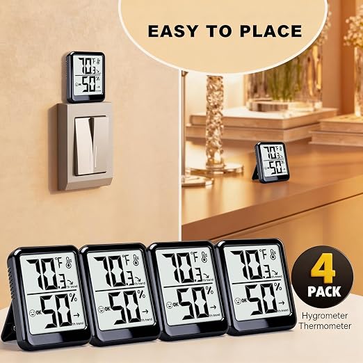 4-Pack Room Thermometer Indoor Hygrometer, Small Digital Temperature and - Image 8