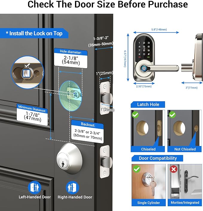 Veise RZ09 Smart Lock, 7-in-1 Keyless Entry - Image 6