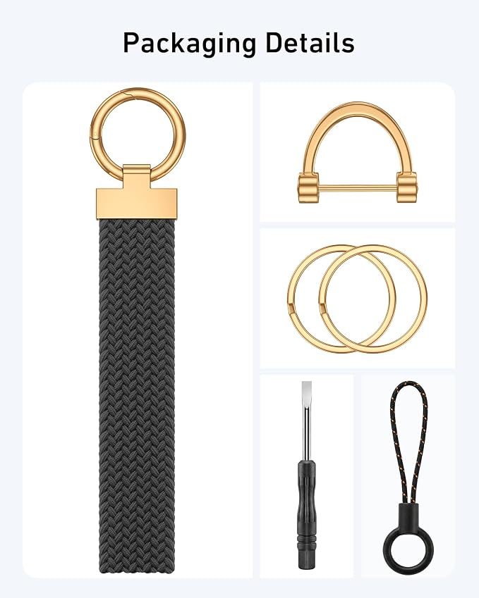 Stretchy Braided Wristlet D-Ring Detachable - Image 2