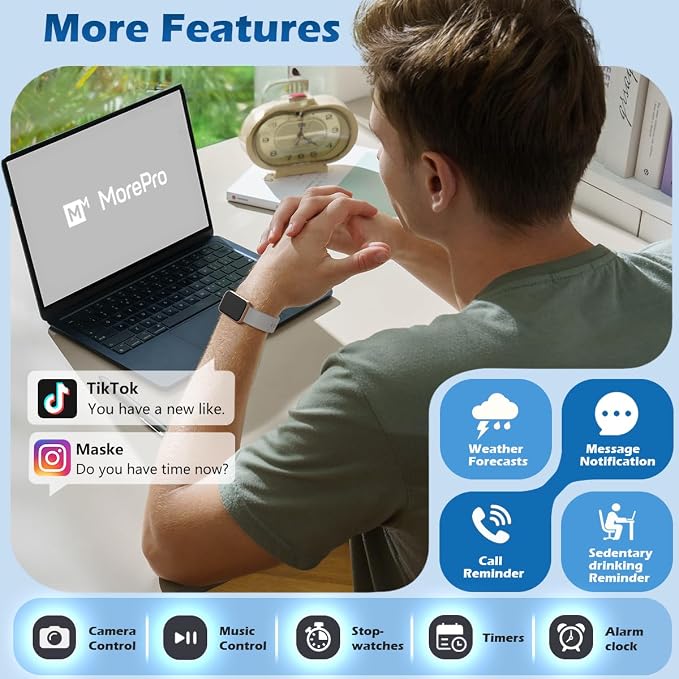 MorePro Health Fitness Tracker for Women Men, 24/7 Heart Rate Blood Pressure & - Image 6