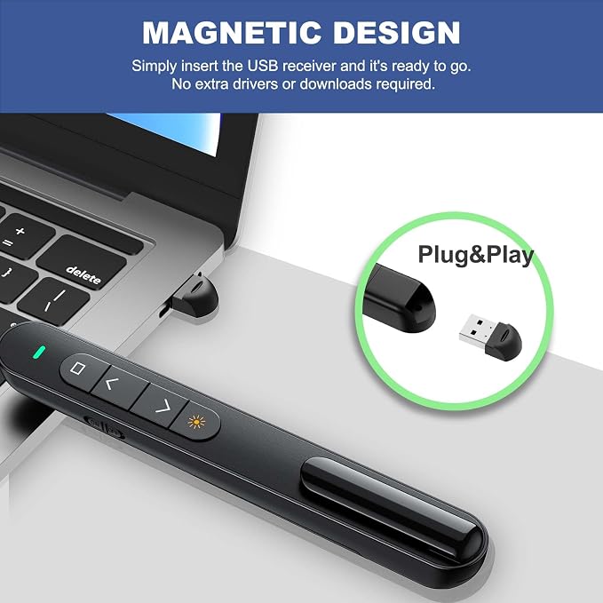 QUI Presentation Clicker with Volume Control, 2.4GHz USB Wireless Presenter - Image 4