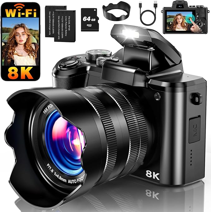 8K Digital Camera, 88MP WiFi Cameras by Toberto
