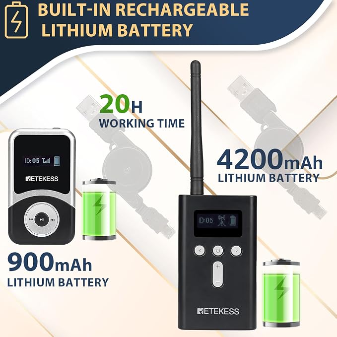 Retekess T130S School Tour Guide System, Tour Guide Microphone and Speaker - Image 3