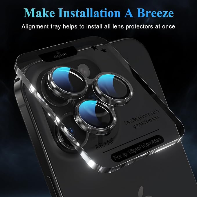 YWXTW Camera Lens Protector for iPhone 16 Pro/iPhone 16 Pro Max, Tempered Glass - Image 5