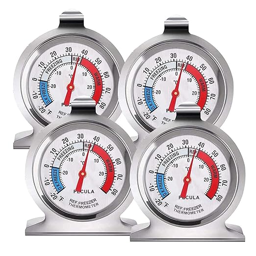 4PACK Refrigerator Thermometer -30-30 deg C/-20-80 deg F, Classic Fridge by PECULA