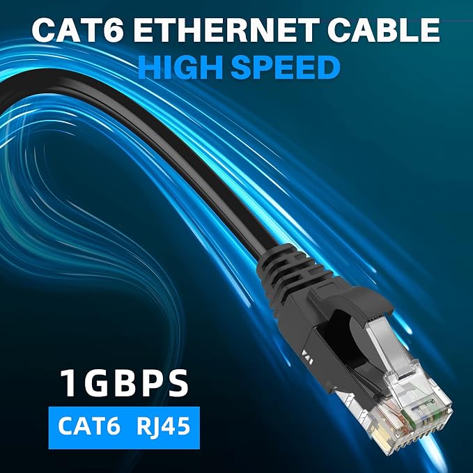 Adoreen Cat 6 Ethernet Cable 300 Ft-Black, Outdoor & Indoor Snagless Long Round - Image 5