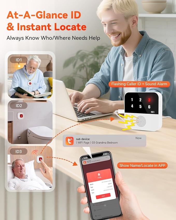 PILSAMSA WiFi Caregiver Pager Wireless Call Button - Image 4