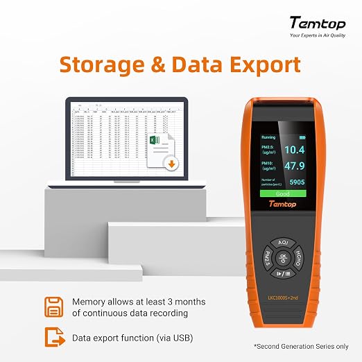 Temtop Air Quality Monitor PM2.5 PM10 Particle Counter, Formaldehyde, - Image 8