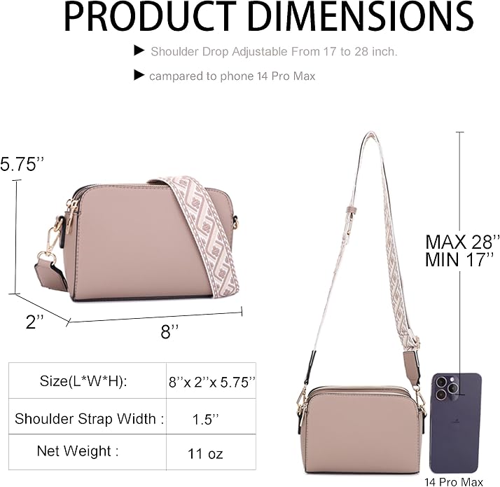 EVVE Crossbody Bags for Women Trendy Triple Zip Small Crossbody Camera Bag Purse - Image 3