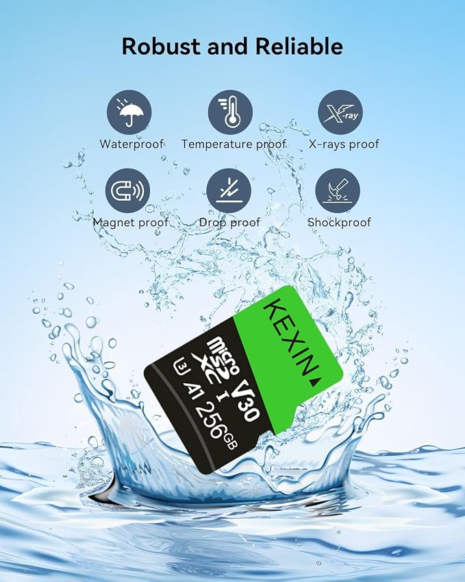 KEXIN 256GB Micro SD Card with SD Adapter microSDXC Memory Card UHS-I A1 V30 U3 - Image 8