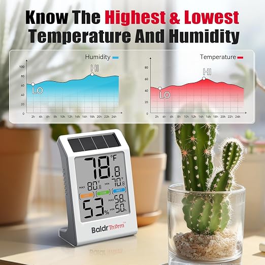 BaldrTherm Room Thermometer Indoor Humidity Meter Solar Powered - Image 4