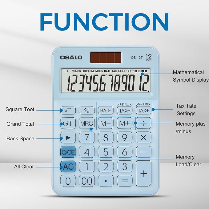 Pocket Small Size Desk Calculator, 12 Digit Large LCD Display, Basic Tax - Image 5