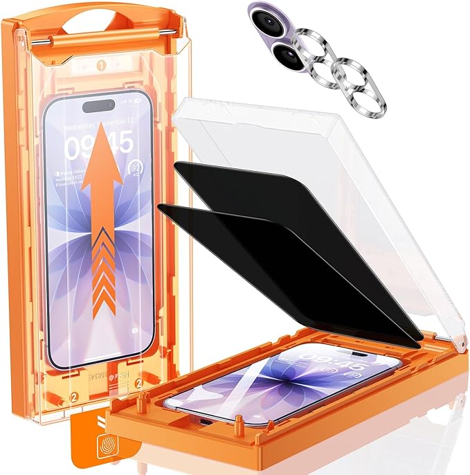 MRGLAS TOP 9H+ Glass 2+2 Packs for iPhone 17 Privacy Screen Protector by MRGLAS
