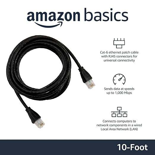 Amazon Basics RJ45 Cat-6 Ethernet Patch Cable, 1Gpbs Transfer Speed, Network - Image 2