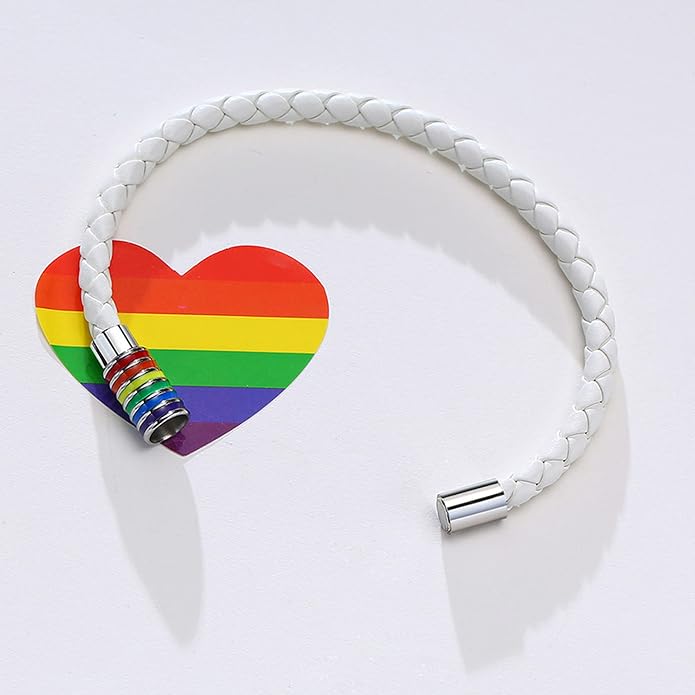 Nanafast Titanium Stainless Steel Rainbow LGBT Pride Bracelet Handmade Braided - Image 4