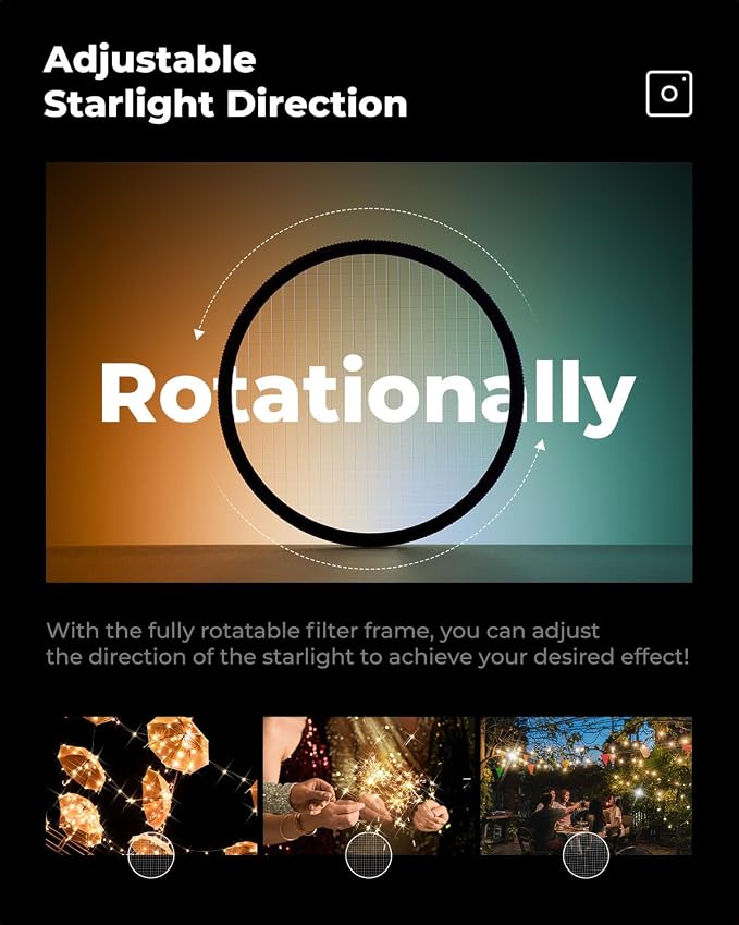 K&F CONCEPT 67mm Variable Short Line Star Lens Filter, Cross Screen Starburst - Image 7