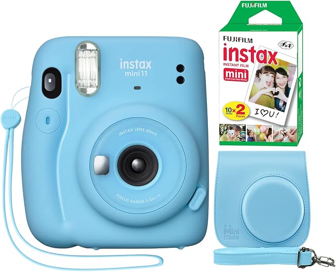 Fujifilm Instax Mini 11 Instant Camera Sky Blue + Minimate Custom Case + Fuji by FUJIFILM