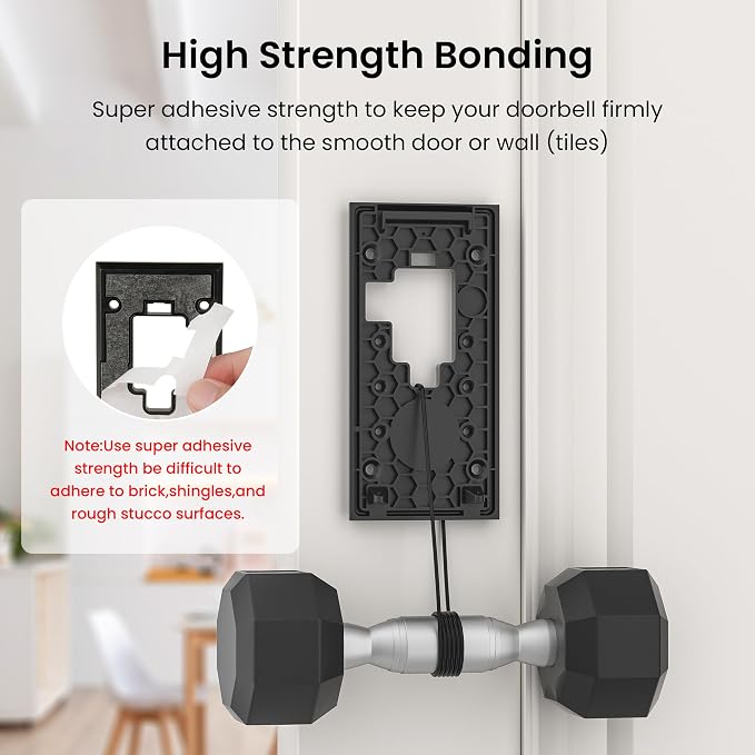 No-Drill Adhesive Doorbell Mount Compatible - Image 3