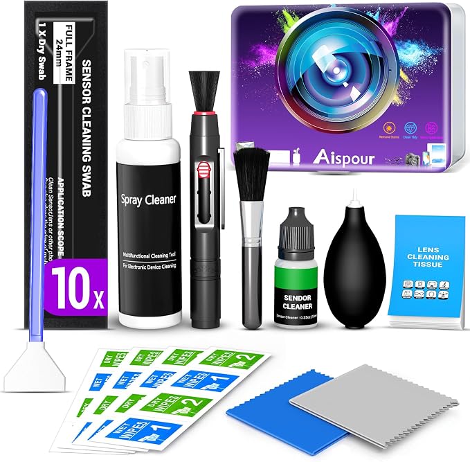 Camera Lens Cleaning Kit with Pro 10x Sensor Swabs, Sensor Cleaner, Compatible by aispour