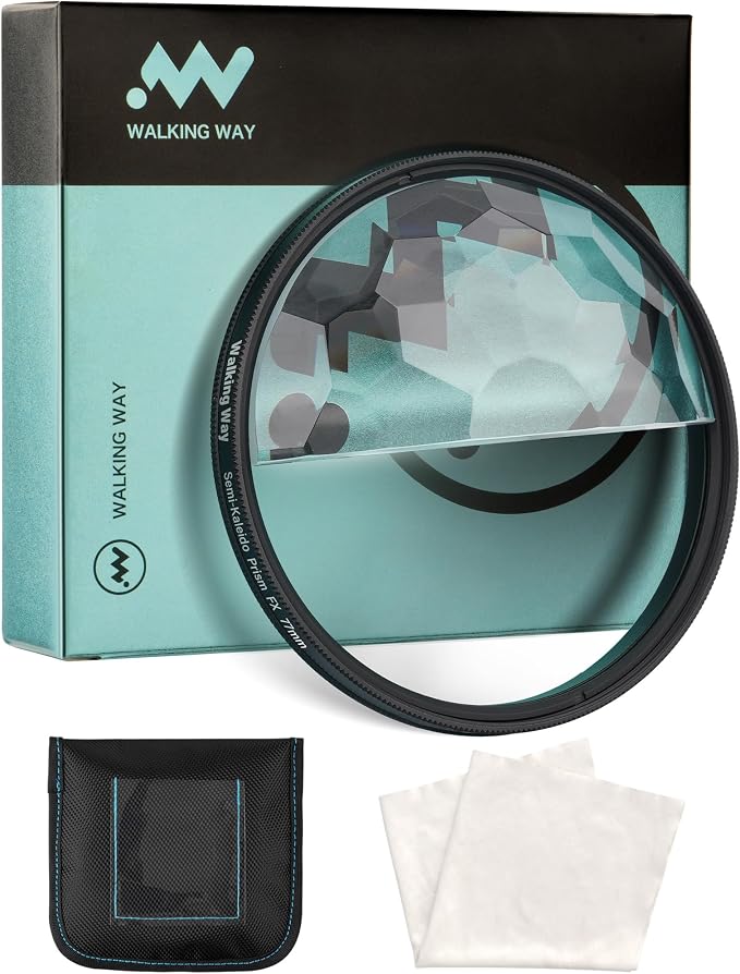 Walking Way 77mm Semi Kaleidoscope Prism Filter, Split Subtle Kaleidoscope Lens by WalkingWay