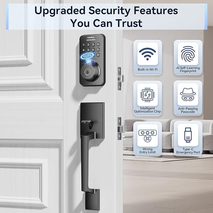 Ulecoce Fingerprint Keypad Deadbolt - Image 4