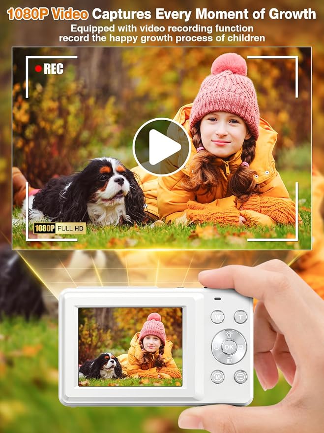 Digital Camera, FHD 1080P Kids Camera 44MP Point and Shoot Digital Cameras - Image 3