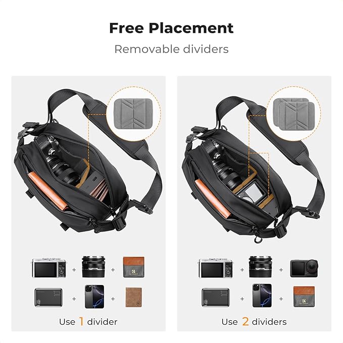 K&F CONCEPT Camera Sling Bag Crossbody Bag Waterproof Camera Shoulder Backpack - Image 3