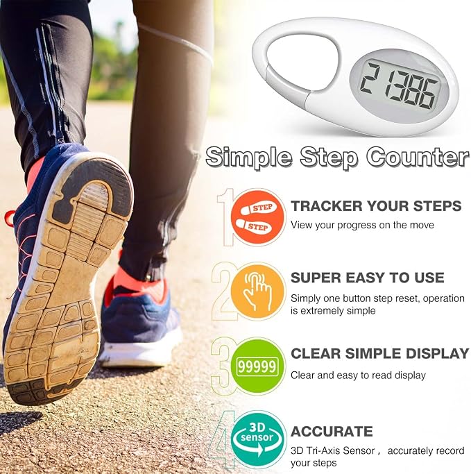 Simple 3D Step Counter, Walking Pedometer, Steps Tracker - Image 2