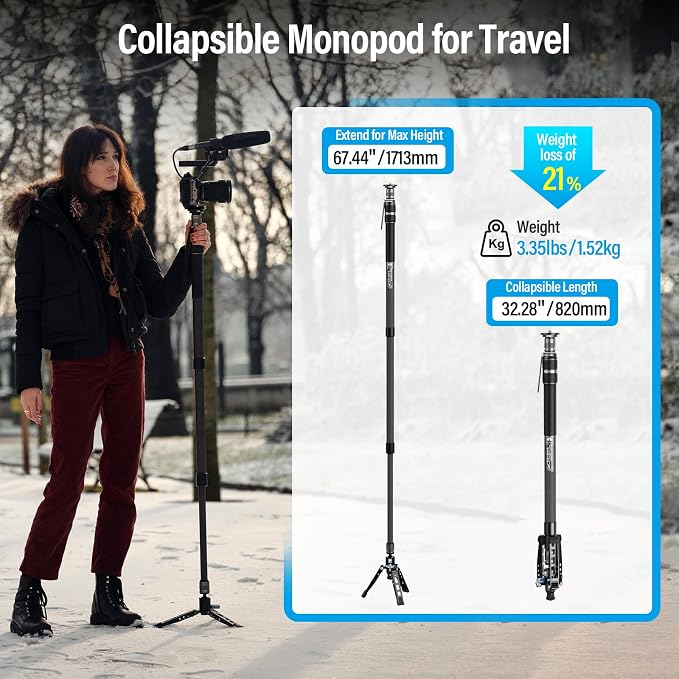 SIRUI SVM-165 Rapid Monopod for Cameras, 65” Carbon Fiber Monopod - Image 4