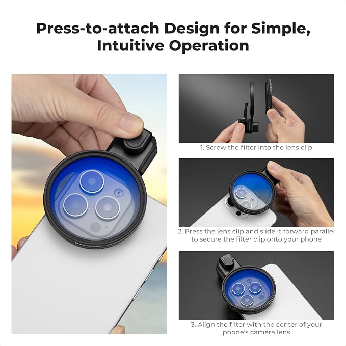 K&F CONCEPT 58mm Press-on CPL Phone Lens Filter Kit, Polarizing Filter - Image 5