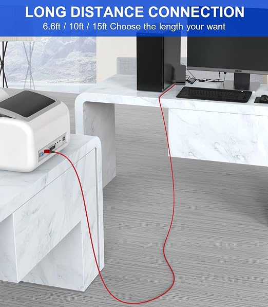 sweguard Printer Cable 10ft, USB 2.0 USB-A to USB-B Cord, High Speed Nylon - Image 5