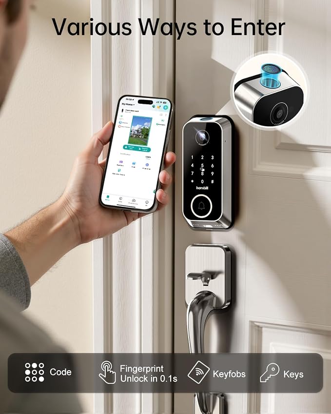 Hornbill Video Smart Lock with Camera: 10-in-1 Ring+2K - Image 3