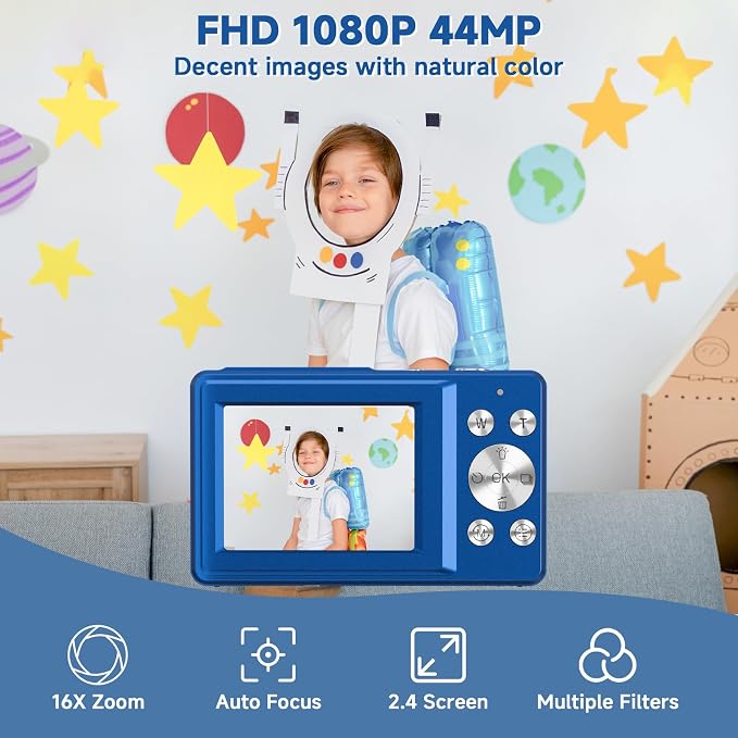 Digital Camera, 44MP Compact Camera, FHD 1080P Point and Shoot Digital Cameras - Image 2