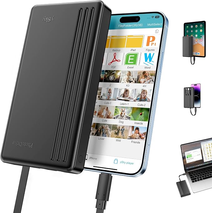2TB External Hard Drive for iPhone & iPad, Windows Computer, USB C Android by ySky