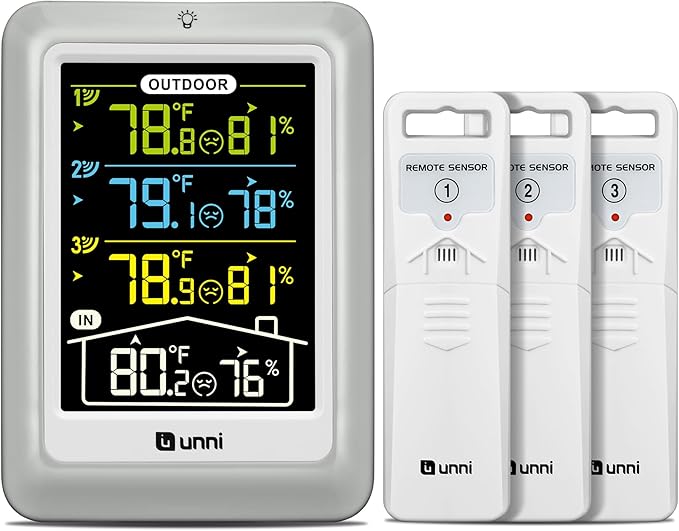 Indoor Outdoor Thermometer Wireless, 4.5 Inch Display Digital Hygrometer by UUNNI