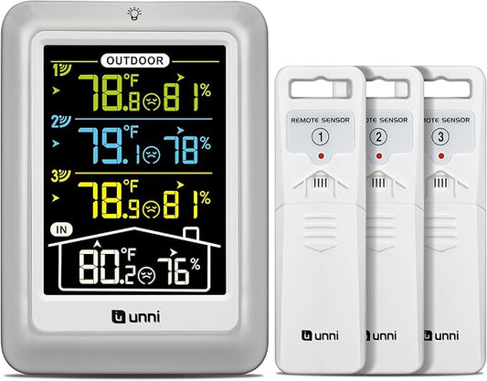 Indoor Outdoor Thermometer Wireless, 4.5 Inch Display Digital Hygrometer by UUNNI