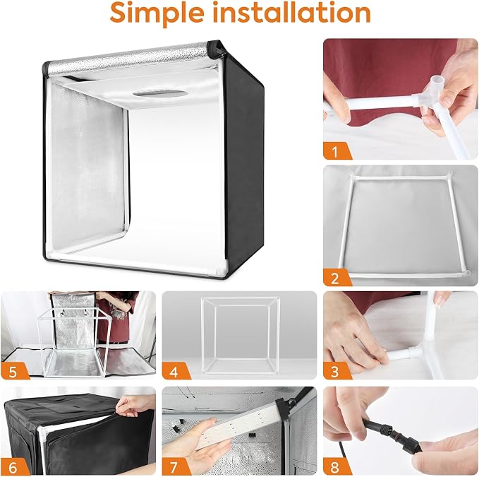 Bi-Color LED Photo Light Box 16x16 inch, 168 Dimmable LEDs Product Photography - Image 6