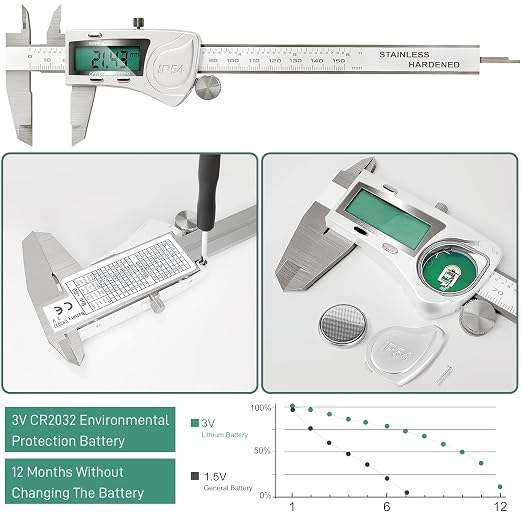 Digital Caliper Measuring Tool, IP54 Waterproof Electronic Micrometer Caliper - Image 5