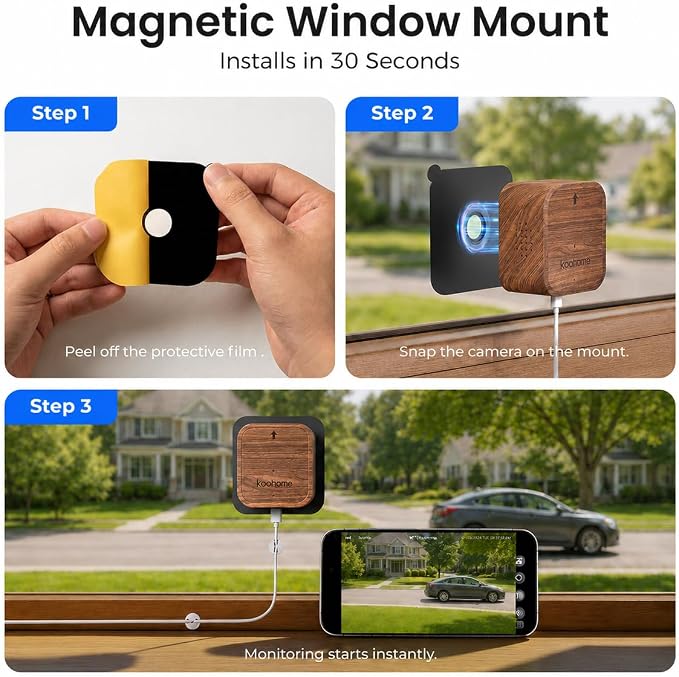 5MP 3K Window Camera 2 Pack for Indoor & Outdoor Home Security, Magnetic Mount - Image 7
