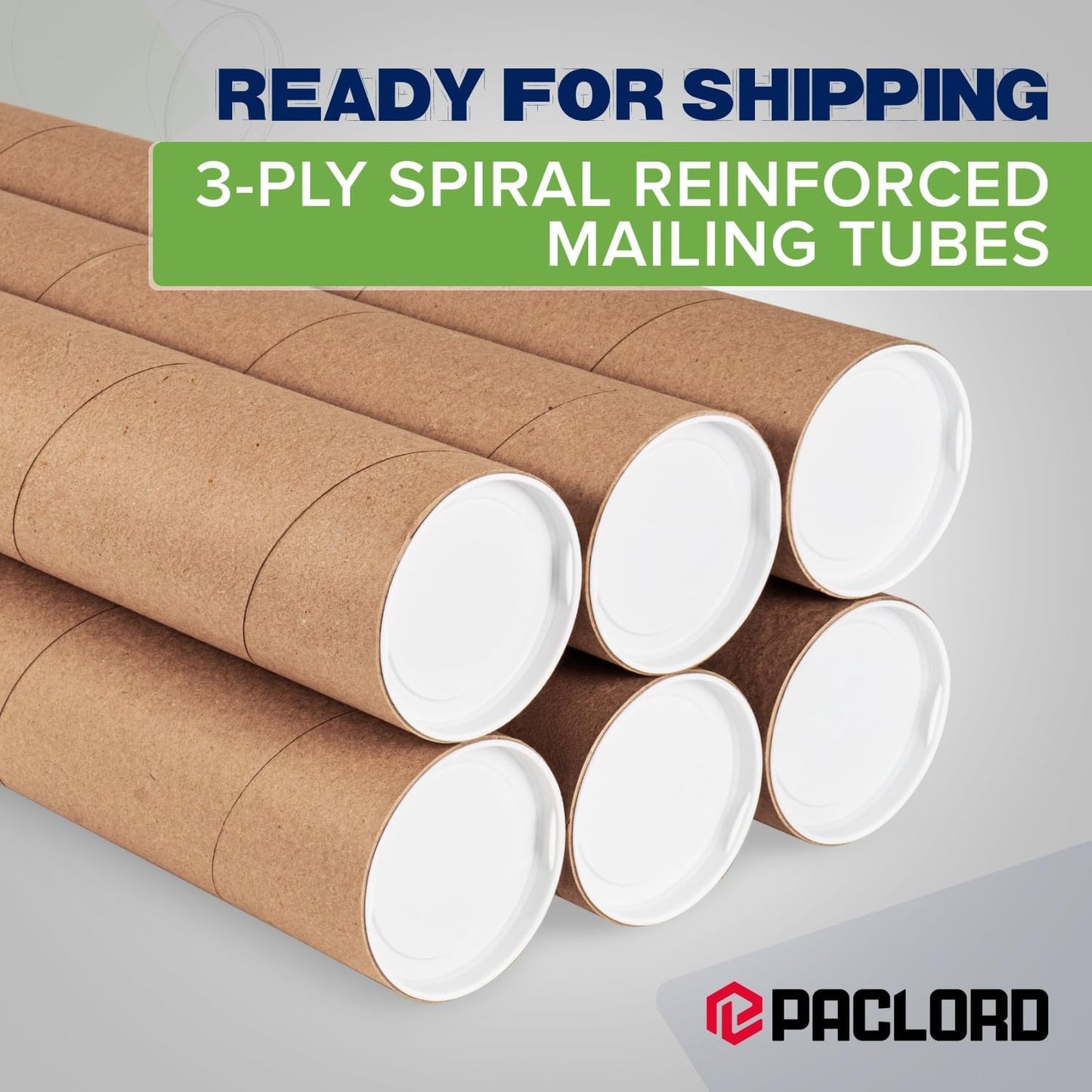 3" x 48" Reinforced Kraft Paper Mailing Tube, Pack of 2 Tubes with 4 Caps – Secure USPS Approved Poster Tube – Cardboard Tube for Shipping and Storing Posters, Prints, Artwork, or Documents